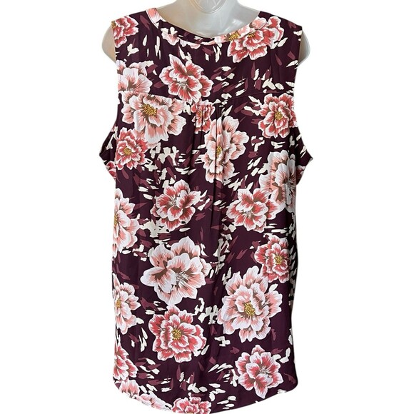 Maurice's Atwood Floral Tank Top Burgundy Combo Sz XXL Business Casual Pullover - Picture 7 of 10
